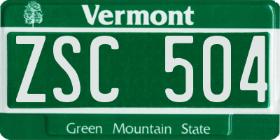 VT license plate ZSC504