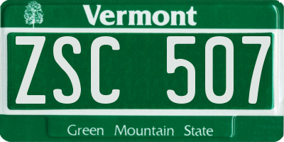 VT license plate ZSC507