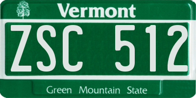 VT license plate ZSC512