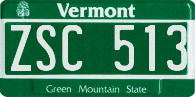 VT license plate ZSC513