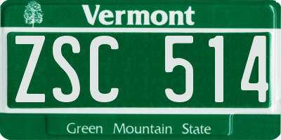 VT license plate ZSC514
