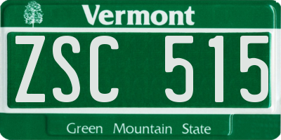 VT license plate ZSC515