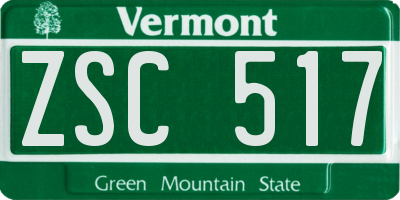 VT license plate ZSC517