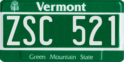 VT license plate ZSC521