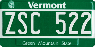 VT license plate ZSC522