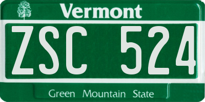 VT license plate ZSC524