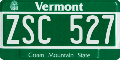 VT license plate ZSC527
