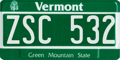 VT license plate ZSC532
