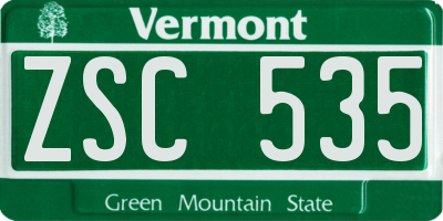 VT license plate ZSC535
