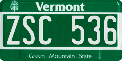 VT license plate ZSC536