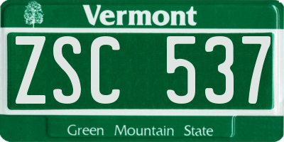 VT license plate ZSC537