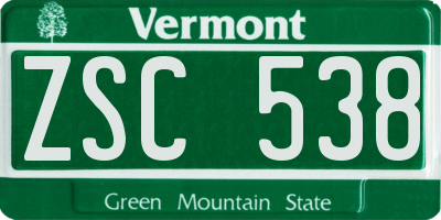 VT license plate ZSC538