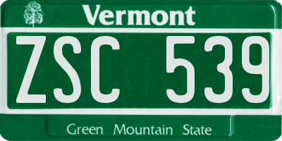 VT license plate ZSC539