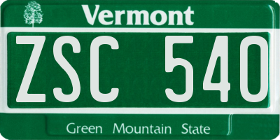 VT license plate ZSC540