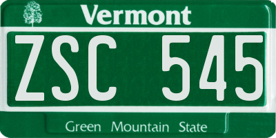 VT license plate ZSC545
