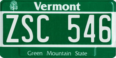VT license plate ZSC546