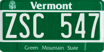 VT license plate ZSC547