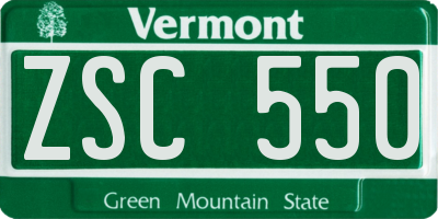 VT license plate ZSC550