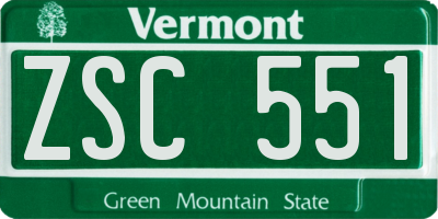 VT license plate ZSC551