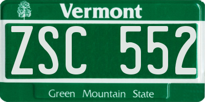 VT license plate ZSC552