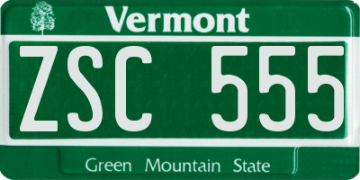 VT license plate ZSC555