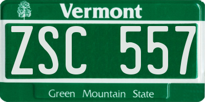VT license plate ZSC557