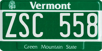 VT license plate ZSC558