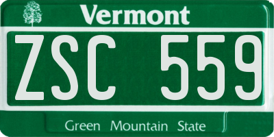 VT license plate ZSC559