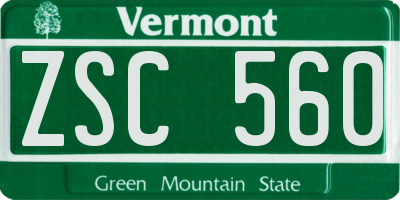 VT license plate ZSC560