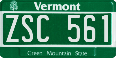 VT license plate ZSC561