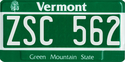 VT license plate ZSC562