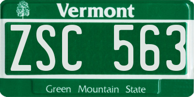 VT license plate ZSC563