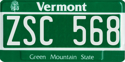 VT license plate ZSC568