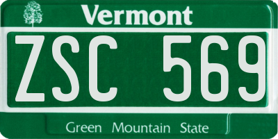 VT license plate ZSC569