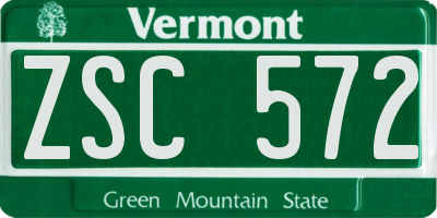 VT license plate ZSC572