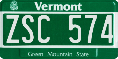 VT license plate ZSC574