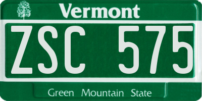 VT license plate ZSC575