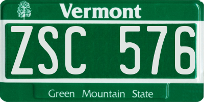 VT license plate ZSC576