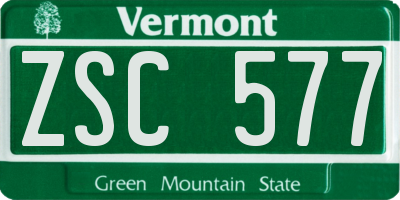 VT license plate ZSC577