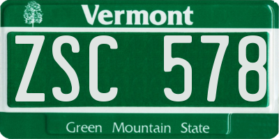 VT license plate ZSC578