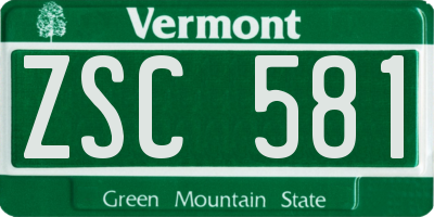 VT license plate ZSC581