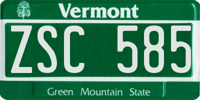 VT license plate ZSC585