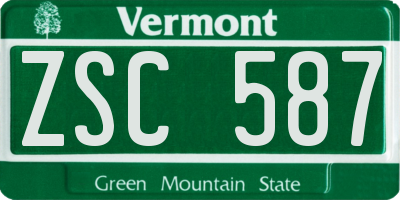 VT license plate ZSC587