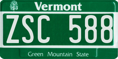 VT license plate ZSC588