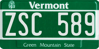 VT license plate ZSC589