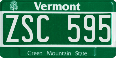 VT license plate ZSC595