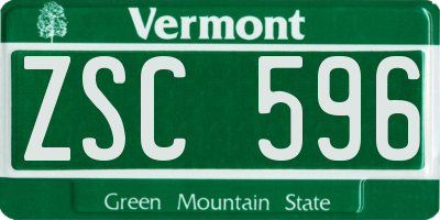 VT license plate ZSC596