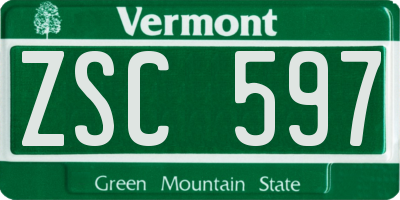 VT license plate ZSC597