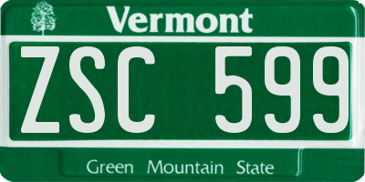 VT license plate ZSC599