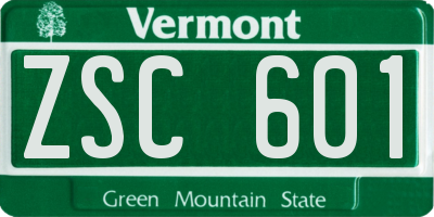 VT license plate ZSC601